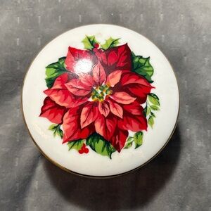 Festive Poinsettia Holiday Trinket Dish